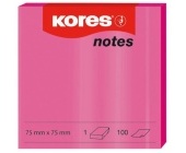 Samolepic bloek Kores 75 x 75 mm, neon rov, 100 lstk